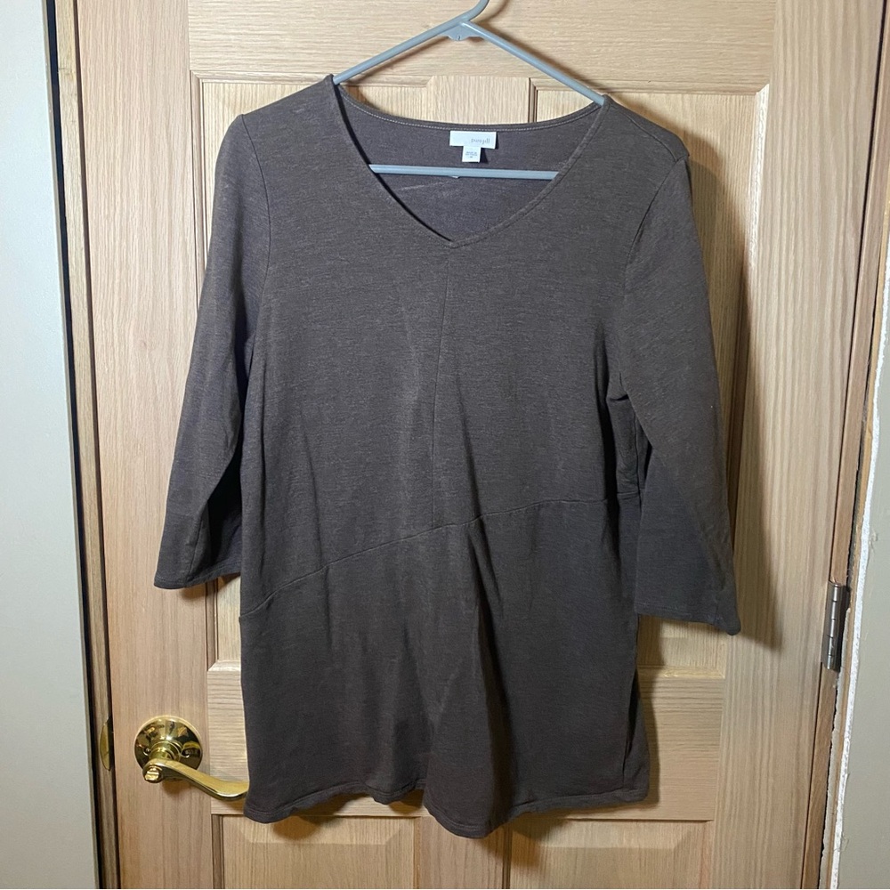 Elegant Brown V-Neck Tunic Top